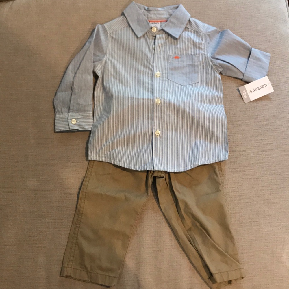 Carter’s Boy 2pc Striped Button Shirt/Canvas Pants